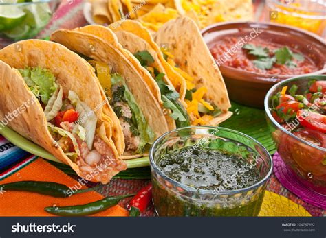 Colorful Traditional Mexican Food Dishes Various Stock Photo 104787392 ...
