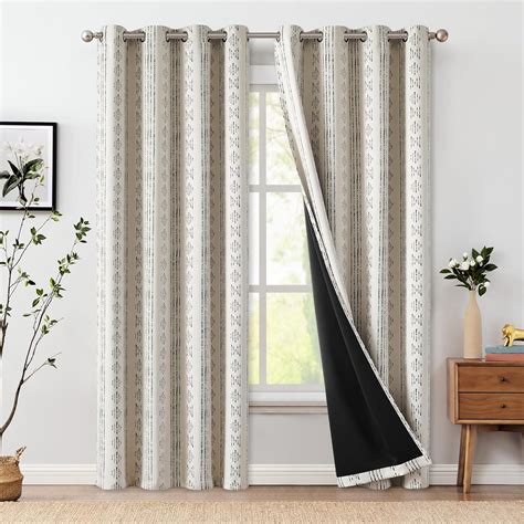 Amazon.com: jinchan 95% Blackout Boho Curtains 84 Inches Long for ...