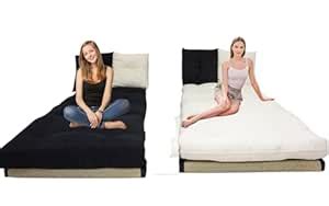 Adim's Japanese-Style Futon Mattress Set - Black & White with 4 ...