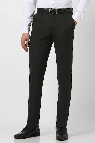Buy Men Olive Solid Slim Fit Trousers Online - 39837734 | Van Heusen