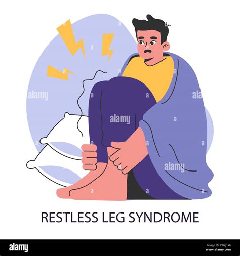 Restless legs syndrome or RLS. Nighttime problem. Insomniac man with ...