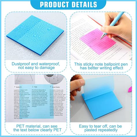 Epakh 900 Sheets 18 Pieces Transparent Sticky Notes Pads, India | Ubuy