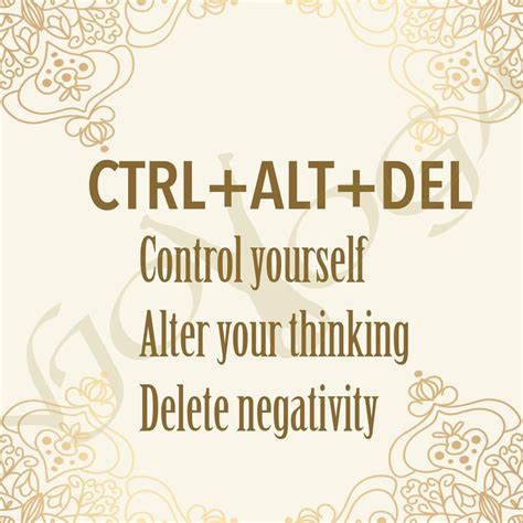 Ctrl Alt Del: Control Yourself, Alter Your Thinking, Delete Negativity