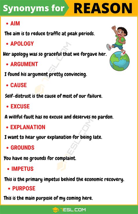 141 Synonyms for "Reason" with Examples | Another Word for “Reason” • 7ESL