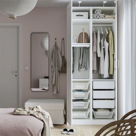 PAX / GRIMO wardrobe combination, white/white, 100x60x236 cm (393/8x235 ...
