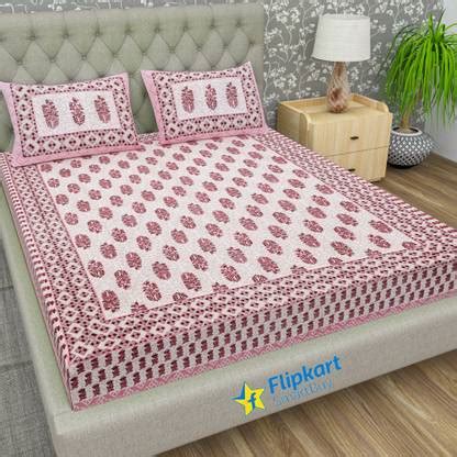 Flipkart SmartBuy 104 TC Cotton Double Jaipuri Prints Flat Bedsheet ...