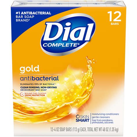 Dial Complete Antibacterial Deodorant Bar Soap, Gold, 4 oz, 12 Bars ...