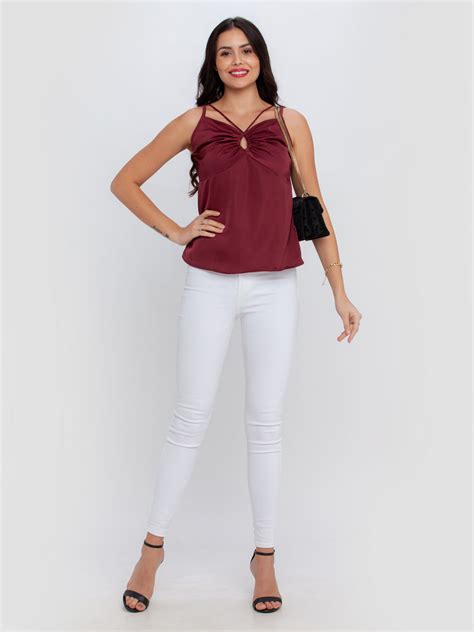 Buy Maroon Solid Strappy Top For Women Online - Zink London
