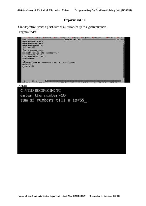 Experiment 12 PPS - r,f/erf,er/lg,er';f'E - Btech - JSS Academy of ...