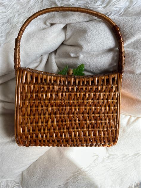 Vintage Wicker Handbag Purse With Fruit, Flowers and Leaves - Etsy