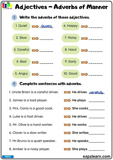 Printable Worksheets On Adverbs