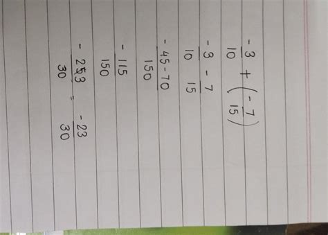 add -3/10 and 7/-15 - Brainly.in