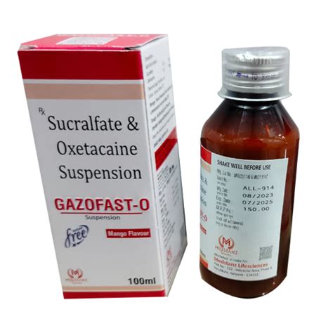 Gazofast o - Sucralfate & oxetacaine Gel Suspension - Access Life Science