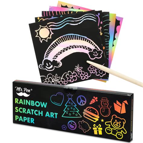 Amazon.com: Mr. Pen- Scratch Art for Kids with Wooden Stylus, 125 pcs ...