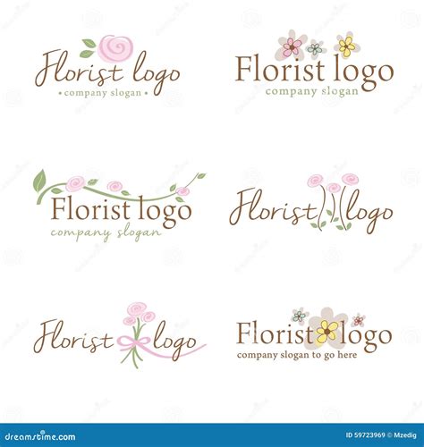 Set of Six Flower Logos (vector) Stock Vector - Illustration of logo, company: 59723969