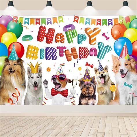 Buy Dog Happy Birthday Backdrop, Dog Birthday Party Decorations Puppy ...