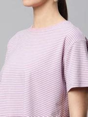 Women Loose Fit Horizontal Striped T-Shirt