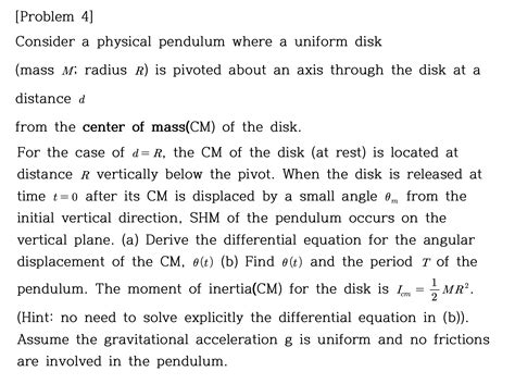 Image result for Physical Pendulum Problem