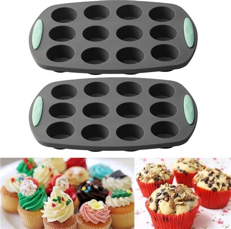 Amazon.com: Chngna Silicone Muffin Pan Nonstick,2Pack 12Cup Non-stick ...