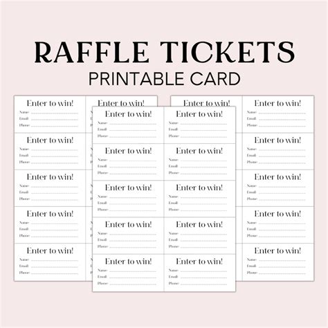 Raffle Ticket Form, Printable Enter to Win Ticket, Drawing Slips - Etsy