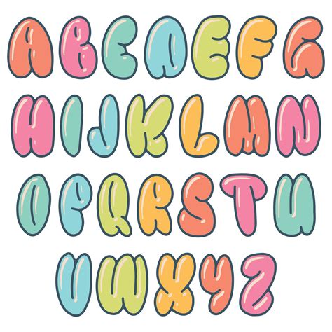 Colored Printable Bubble Letters