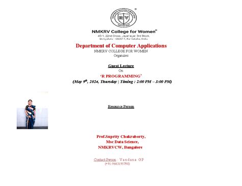 Brochure Guest Lecture MCA - Computer science - Department of Computer ...