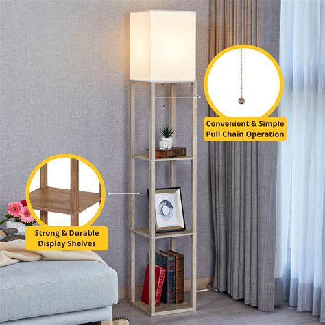 Buy ATAMIN Alvis Floor Lamp with Shelves, Modern LED Standing Floor ...