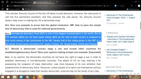 1. Give one example to prove that the global institution, IMF, fails to ...