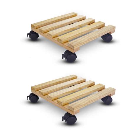 Sharpex Wooden Plant Stand | Beige Planter Trolley Rolling Tray Coaster ...