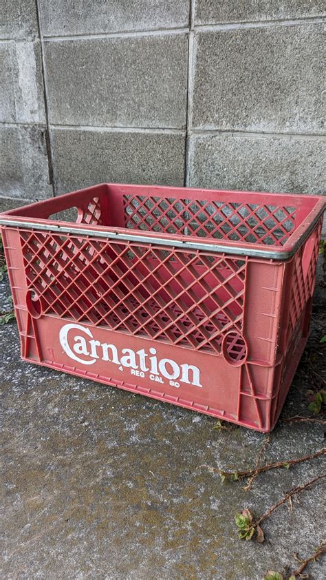 Vintage Carnation MILK Crate Box Case ヴィンテージ カーネーション ミルククレート ボックス 収納 ...
