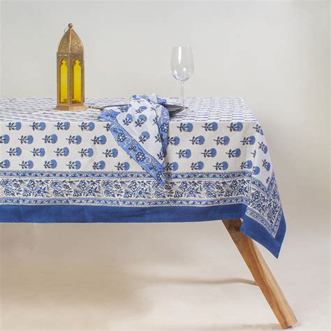 Best Gifts Block Print Table Cloth & 6 Napkins 16x16 Inches – Dmaasa