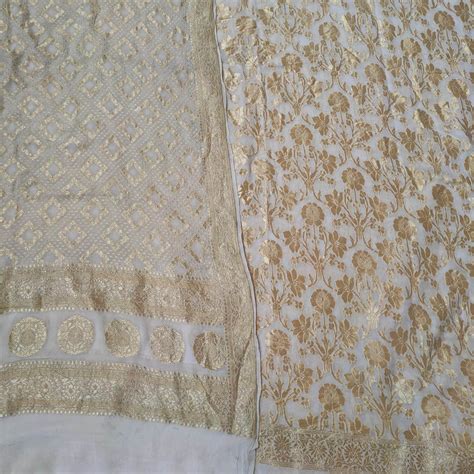White Dyeable Handloom Georgette Silk Banarasi Suit – Mohsin Textiles