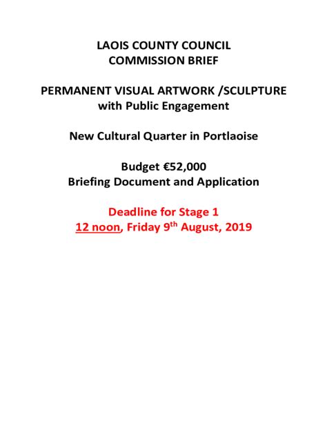 Fillable Online SCULPTURE COMMISSION BRIEF Fax Email Print - pdfFiller