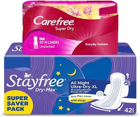Buy Stayfree Dry Max All Night 42's Sanitary Napkins + Carefree ...