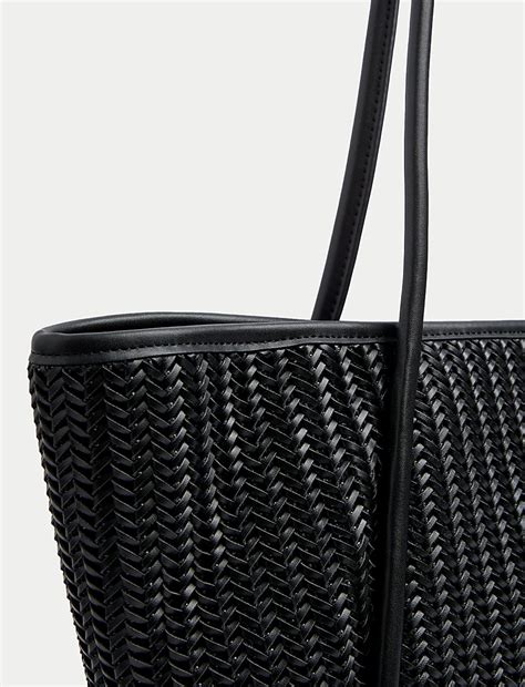 Buy Faux Leather Woven Structured Tote Bag at Marks & Spencer