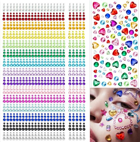 Amazon.com : 1610 Pcs Hair Gems Self Adhesive Rhinestones for Makeup ...
