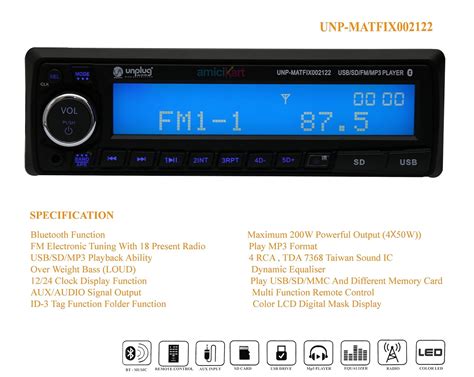 unplug Fix Panel Music System With Big LCD Display For Car - UNP ...