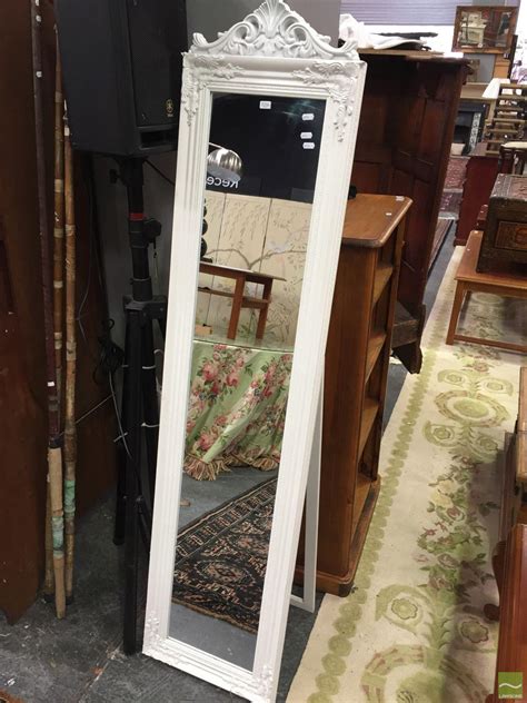 Lot - White Painted Timber Framed Floor Mirror
