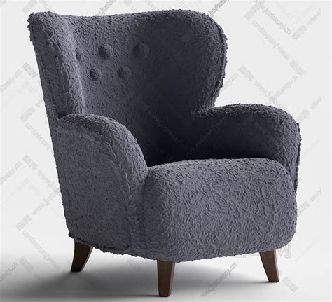 现代羊羔绒休闲椅 单人沙发椅模型SU模型下载[ID:105664657]_建E室内设计网
