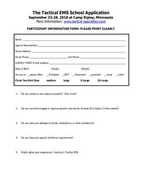 Fillable Online The Tactical EMS School: Delivering Realistic Training ...