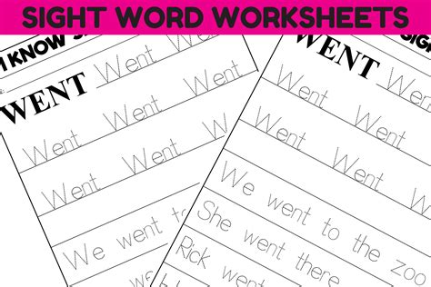 Sight Word Practice Worksheet - WENT Illustration par Sarita_Kidobolt ...