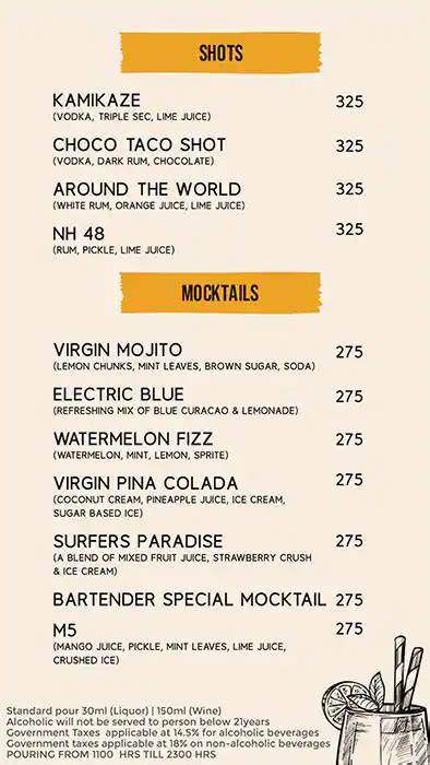 Menu at The Bar, Chennai, Fairfield by Marriot