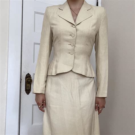 Women's Cream and White Suit | Depop