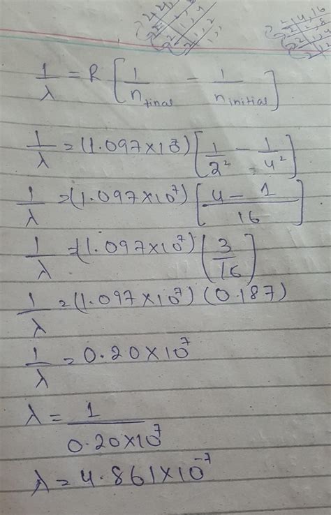 calculate the wavelength of the spectral line when the electron in the ...