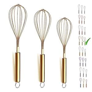 Buy Berglander 3 Pack Stainless Steel Whisks 8",10",12", Titianium ...
