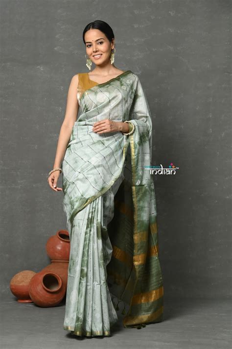 Tyohaar ~ Designer! Cotton Viscose Hand Dyed Saree With Sleek Border ...
