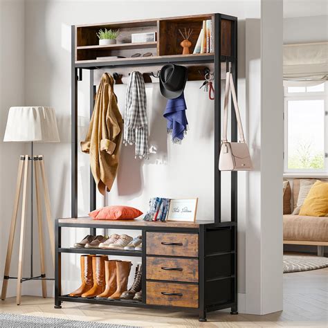 Amazon.com: IRONCK Hall Tree with Bench and Shoe Storage, Entryway Coat ...