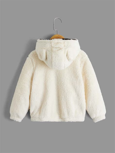 SHEIN Garçon Veste duveteuse zippé à applique design oreille 3D à ...
