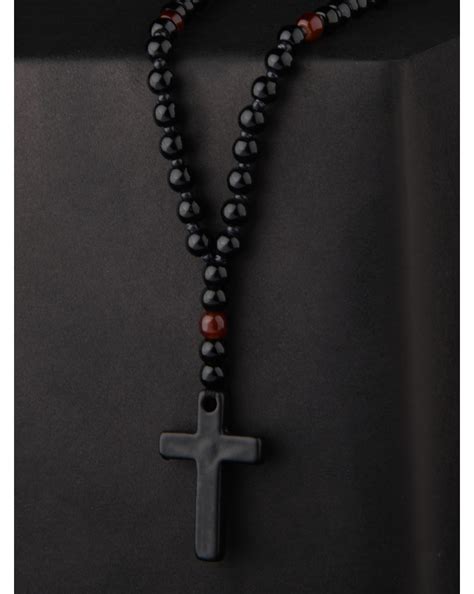 The Bro Code Black Beaded Cross Pendant Necklace For Men – toniq-fashion