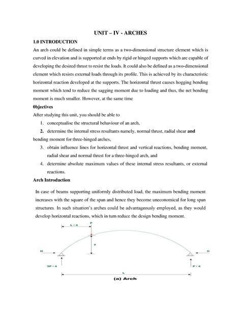 Arches - 1 INTRODUCTION UNIT – IV - ARCHES An arch could be defined in ...